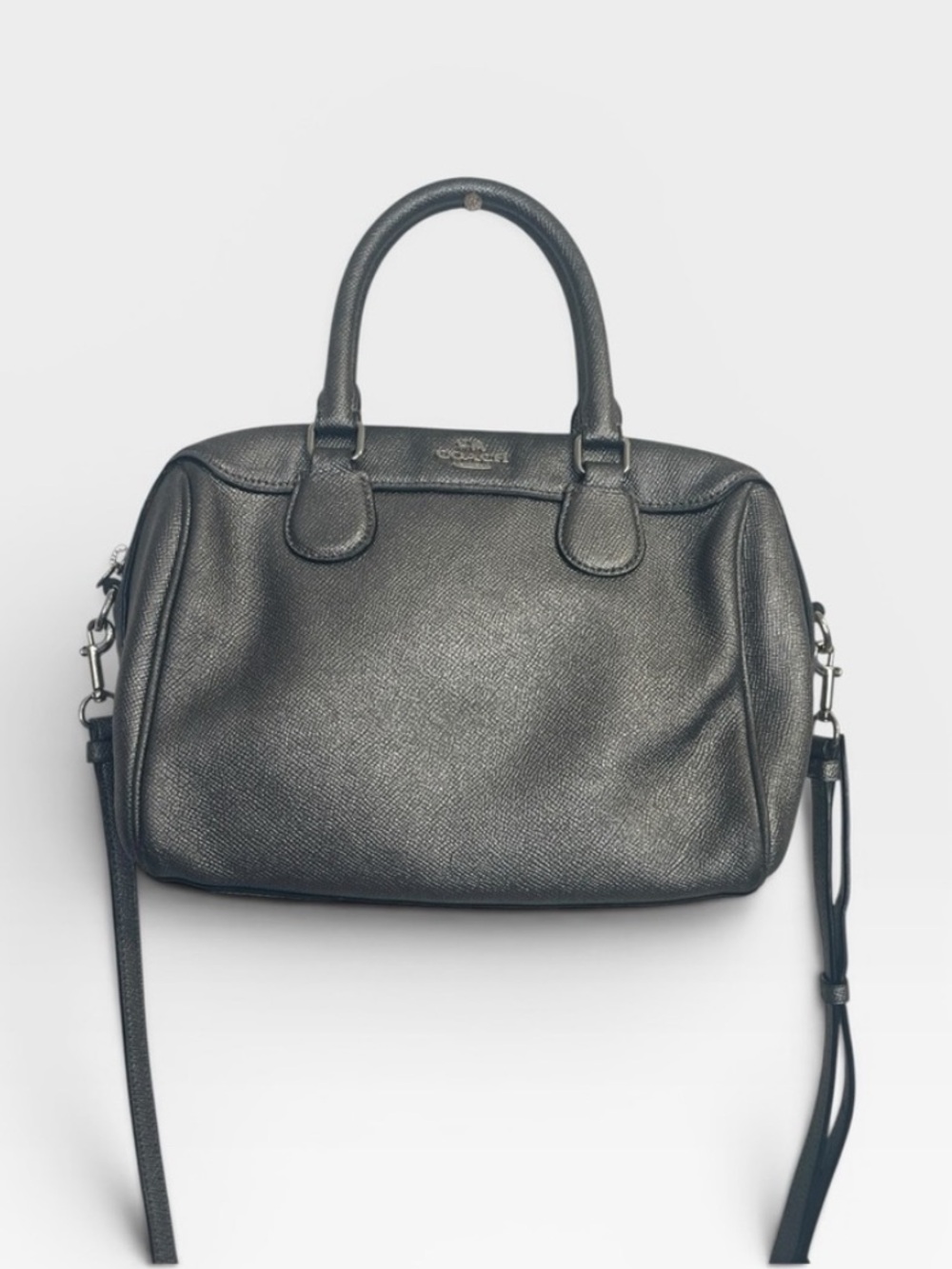 Coach Mini Bennett Satchel / Crossbody – Gunmetal Metallic Leather